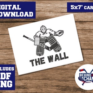 Carte de voeux de gardien de but de hockey mural 5 x 7" vierge à l'intérieur imprimable téléchargement numérique