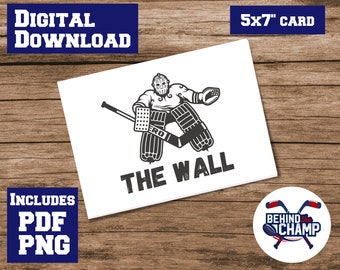 The Wall Hockey Goalie 5x7" greeting card blank inside digital download printable