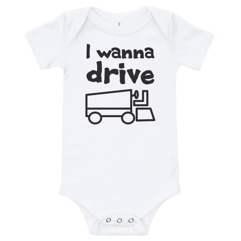 I Wanna Drive Zamboni Short Sleeve Baby Bodysuit T-Shirt