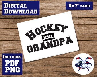 Hockey Grandpa 5x7" greeting card blank inside digital download printable