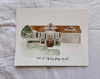 Custom House Portrait | Watercolor Painting | Hand Painted Watercolor Art | Personalized Housewarming Gift | Realtor Gift | Our First Home |