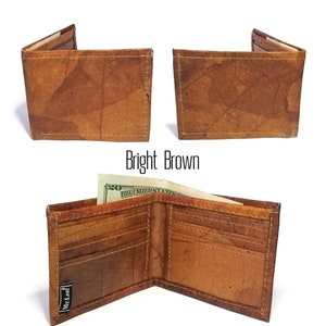 Cartera de hoja real, Cartera de hombre de cuero de hoja, Cartera hecha a mano, Cartera de hombre, Cartera vegana, Regalo vegano,