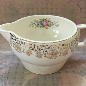 Vintage American Limoges Triumph "Rosalie" CREAMER  • Viktor Schreckengost Design • Pink Floral Spray Gold Filigree • Made in USA 1940's