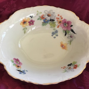 Vintage Warwick China Vegetable Bowl: Floral Gold Trim, Made in USA