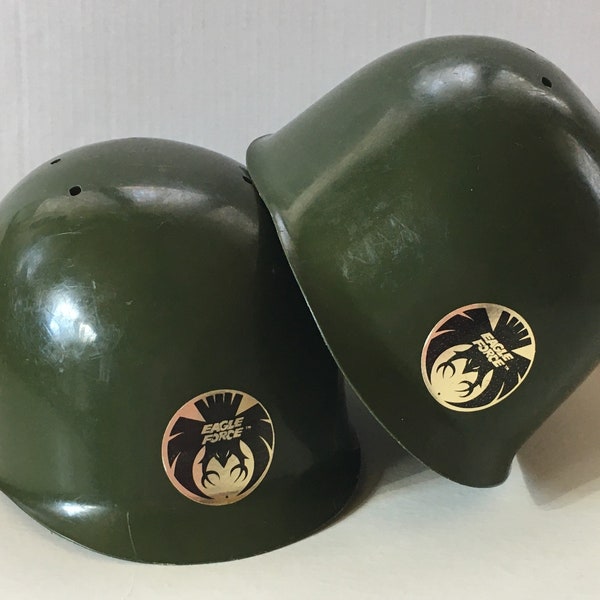 TOY HELMET "Eagle Force" Green Plastic Army Soldier Headpiece Military • Costume Accessory • Pretend Play