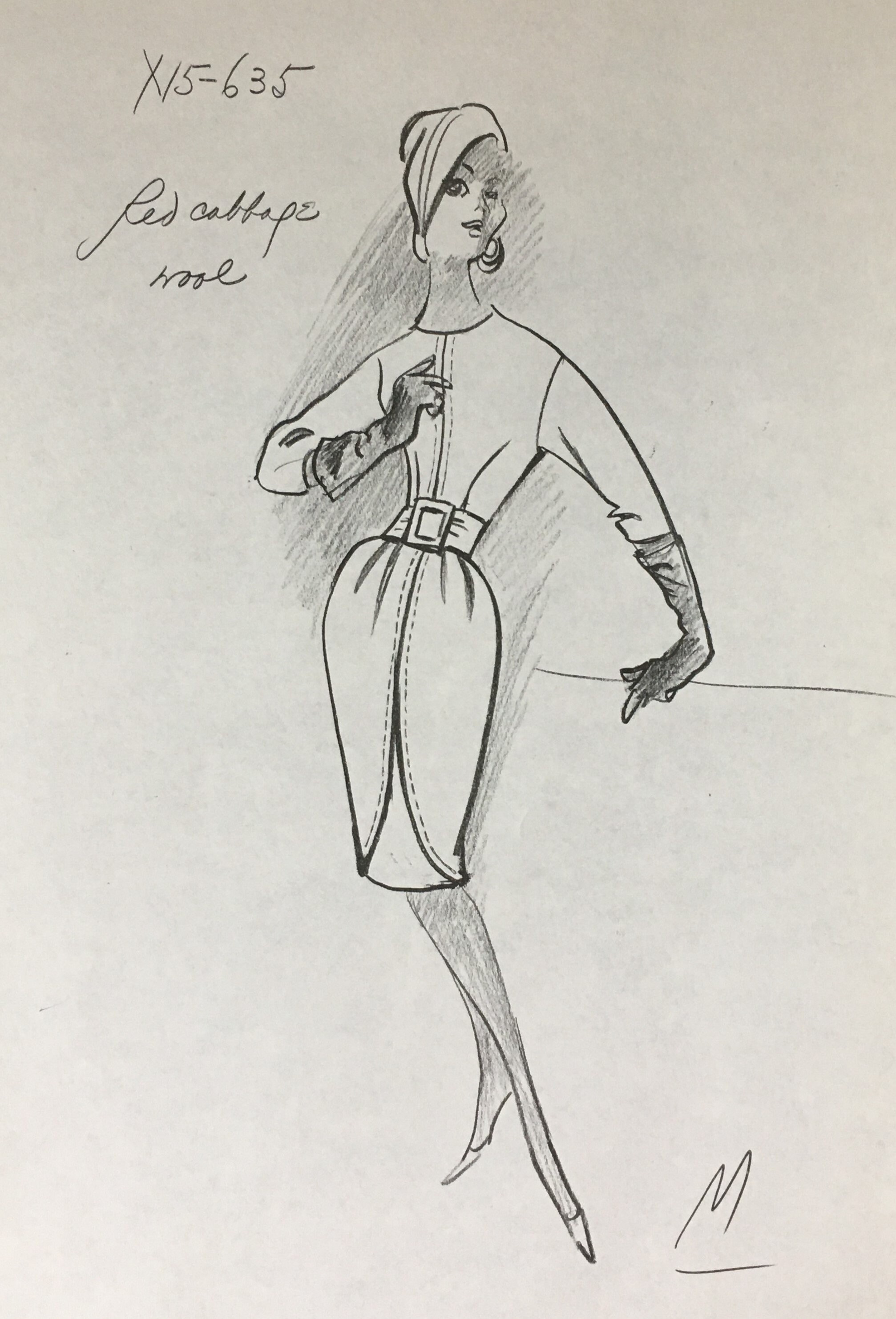 Vintage FASHION Designer SKETCH STAT Sheet Drawing Nina