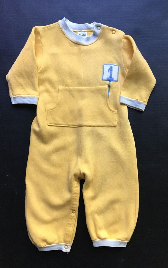 Vintage Carter's BABY ONE-PIECE Yellow Fleece Terr