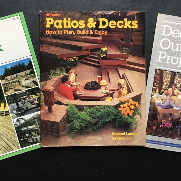 3 Books How-To Guides DECK and PATIO Outdoor DIY Do-It-Yourself Projects Yard Landscaping Plans Construction Home Improvement Vintage