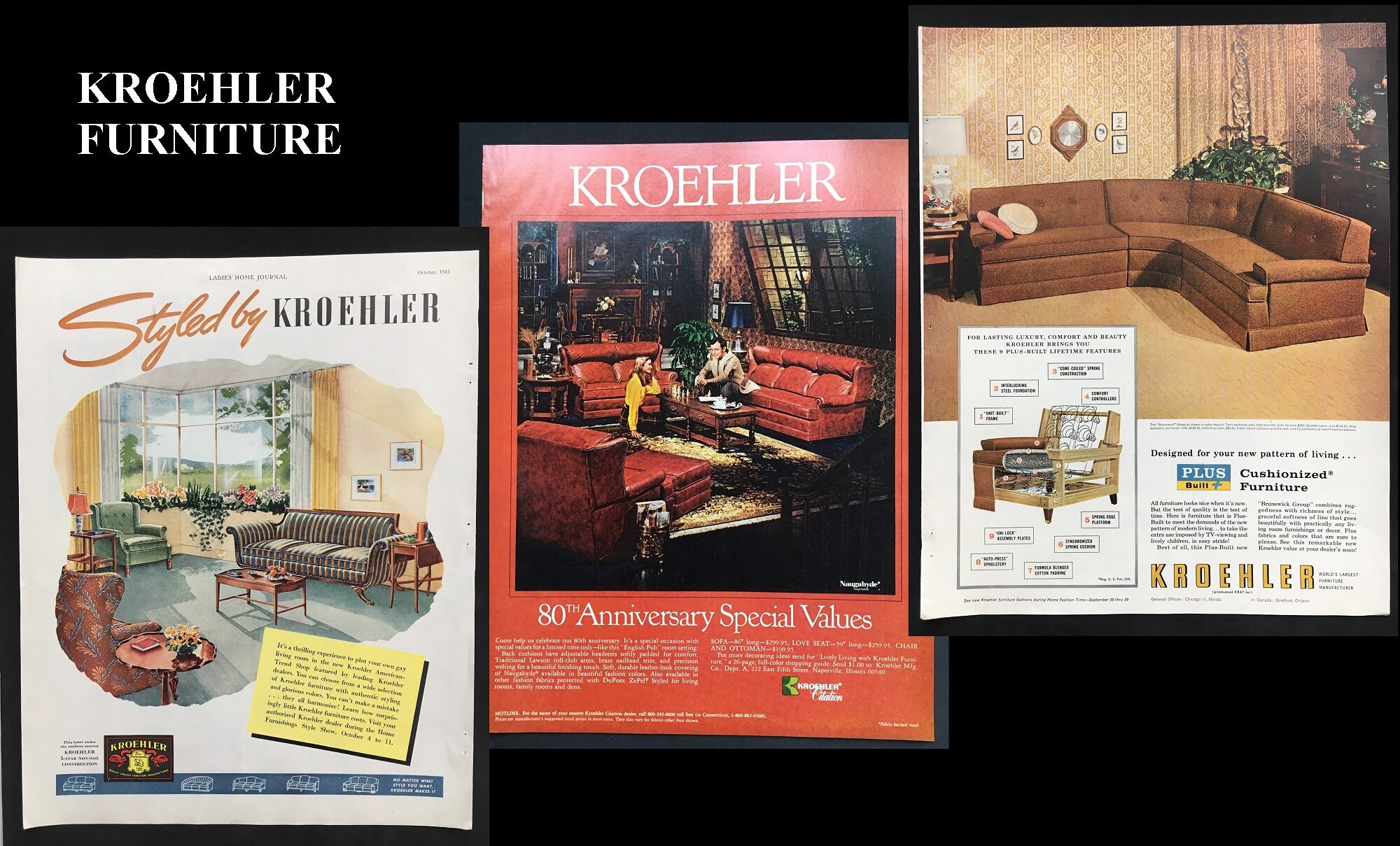 Vintage KROEHLER FURNITURE ADS Magazine Print Advertisements - Etsy