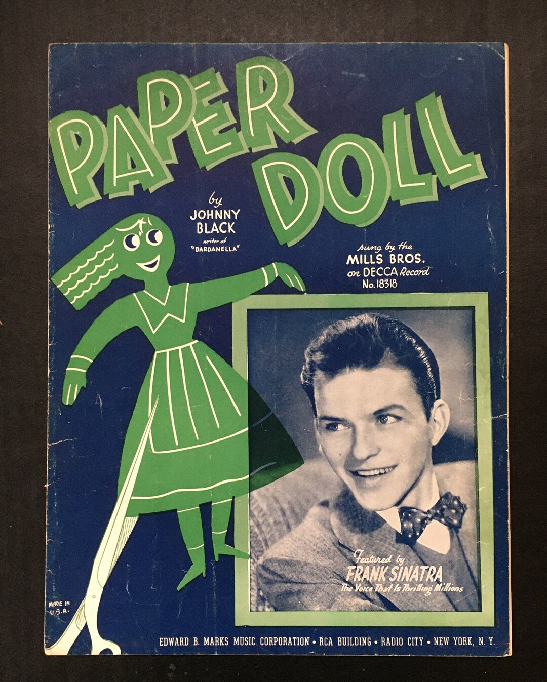 1943 Sheet Music FRANK SINATRA paper Doll by Etsy