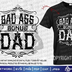 Slechte kont-bonus vader | DIYart knippen of afdrukken met SVG| Leuke Vader Vaderdag Verjaardag Stoere Sterke stiefvader Oom Opa tattoo Gothic Vintage Biker