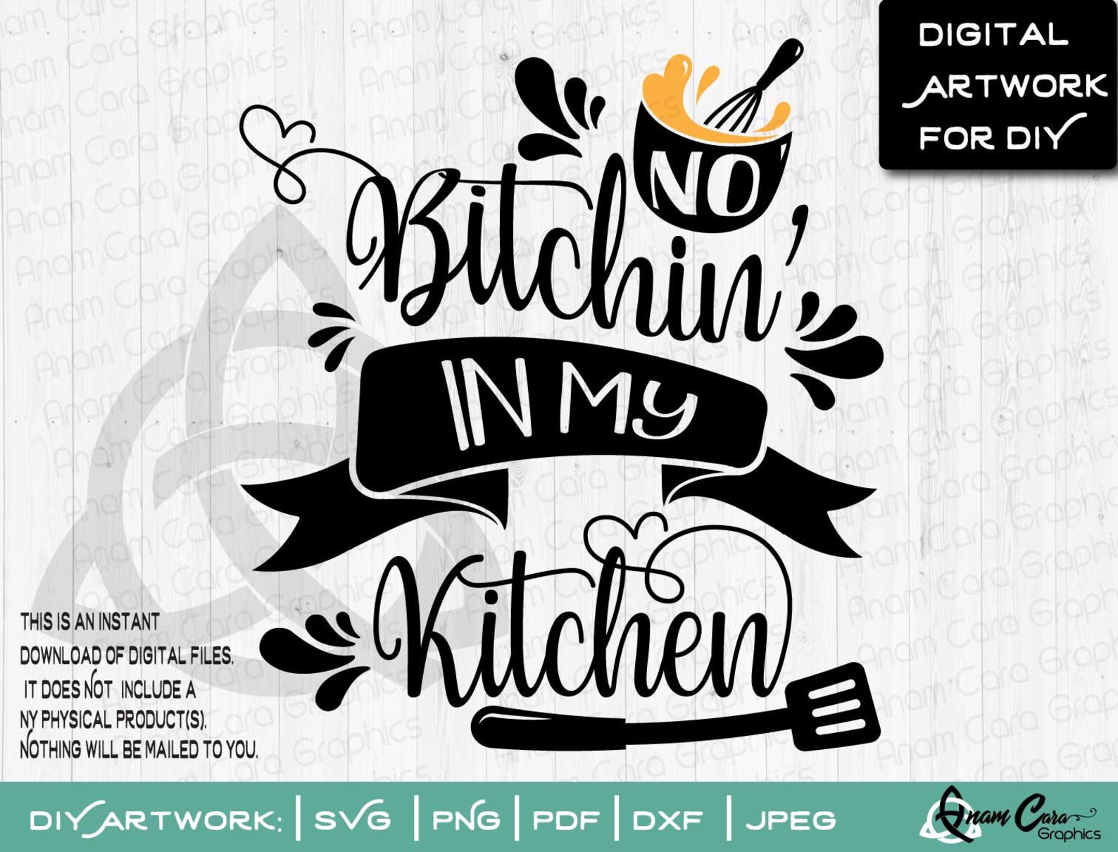 No Bitchin' in my Kitchen SVG Cut or Print Funny | Etsy
