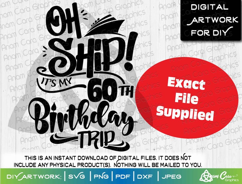 Download It's My 60th Birthday Trip Cut or Print DIYArt Birthday | Etsy