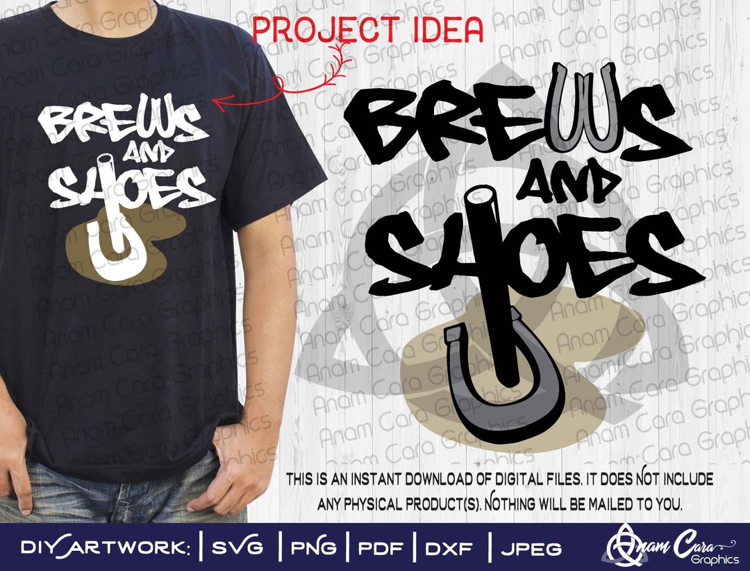 Brews and Shoes SVG Cut or Print Fun DIY Art Horse Shoes Horseshoes League Club Toss Sandpit