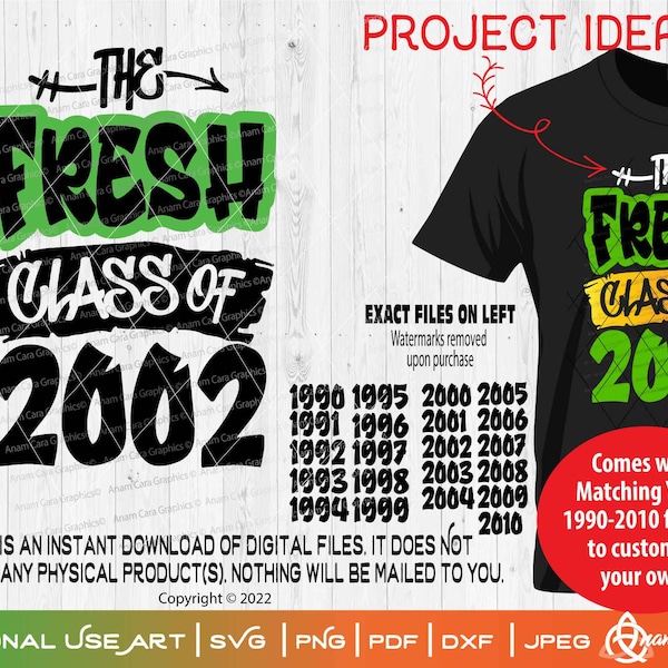 Fresh Class of | Digital Design SVG Cut or Print| Class Reunion 10 15 20 25 30 - 90s School Hip Hop Rap Old School Street School Pride Back