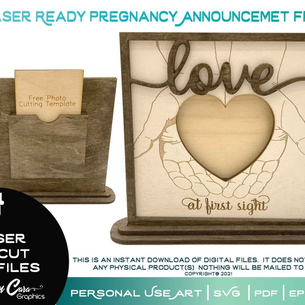 Love At First Sight Hands and Heart| Laser Ready Cut Engrave File| Pregnancy Announcement Ultrasound New Baby Pregnant Glowforge Muse