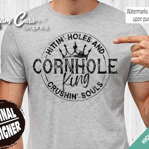 Cornhole King - Design stilizzato alla moda / Stampa a sublimazione DTF PNG a colori / Divertenti borse per la squadra di Cornhole Champ Boss Toss King League Star