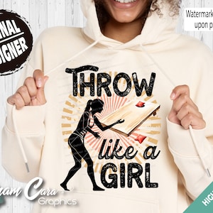 Lancia come una ragazza Cornhole / Stampa a sublimazione DTF PNG a colori / Borse divertenti per la squadra Cornhole, Champ Boss Toss, Women Ladies League Crown