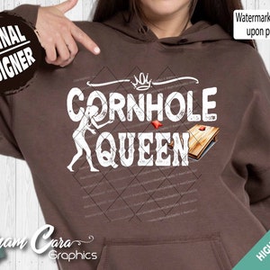 Cornhole Queen - Stampa a sublimazione DTF PNG orizzontale/a colori/Borse divertenti per la squadra di Cornhole, lancio del campione, lega femminile