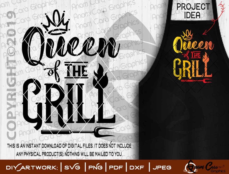 Download Queen Of The Grill Svg Cut Or Print Diy Art Fun Bbq Grill Etsy