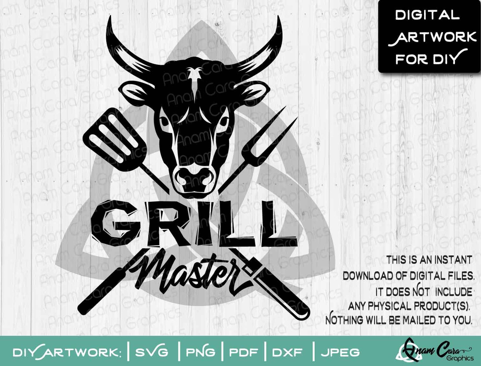 Download Grill Master SVG Cut or Print DIYArt Fun BBQ Beef Steer | Etsy