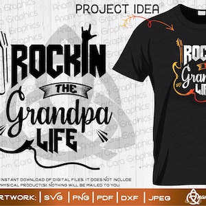 Rockin' the Grandpa Life | SVG knippen of afdrukken DIY kunst opa pop papa pensioen rock handen gitaar klassieke rock coole opa heavy metal