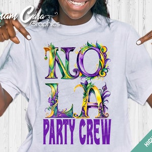 NOLA Party Crew-DTF impression sublimation Art DIY New Orleans Party Crew Tribe Squad, Bourbon Street, Bach 30e 40e 50e décoration colorée