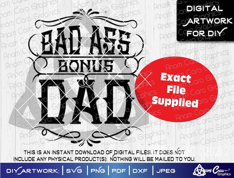 Download Bad Ass Bonus Dad SVG cut or Print DIYart Fun Dad | Etsy