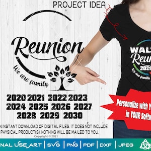 Famille - Réunion Cricle w Tree 2023 2024 2025 2026 | Couper ou imprimer SVG DIY Art VOUS Ajoutez vos propres mots Modèle Arbre Ancêtres Historique