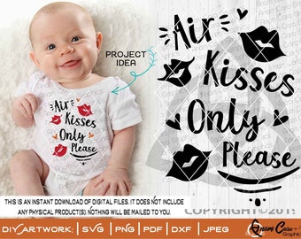 Air Kisses Only Please | SVG Cut or Print Art Baby Shower Gender Neutral Boy Girl Preemie NICU Premature Please Don't Kiss No Kisses Onesie®