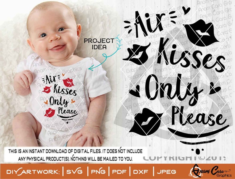 Air Kisses Only Please SVG Cut or Print Art Baby Shower Etsy