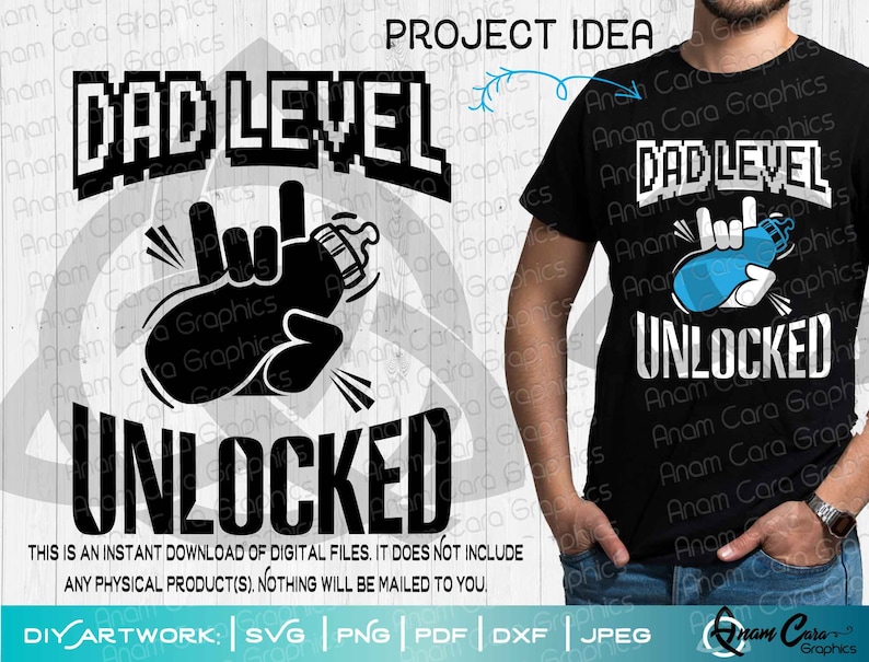 Download Dad Level Unlocked SVG cut or Print DIYArt New Dad Daddy ...