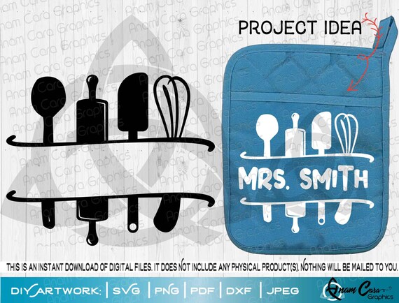 Download Baking Tools Open Split Monogram SVG Cut or Print DIY Art ...