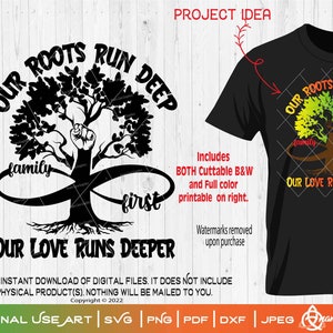 Our Roots Run Deep, Our Love Runs Deeper Family First |2 designs included-SVG Cut or 4c Print Family Reunion Template for YOU to Personalize