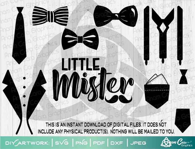 Download Bundle Of Little Mister Baby Boy Accessories Svg Cut Or Print Diy Art Baby Shower Onesie U00ae Boy Bow Tie Suspenders Lapel Ladies Man Hipster Clip Art Art Collectibles