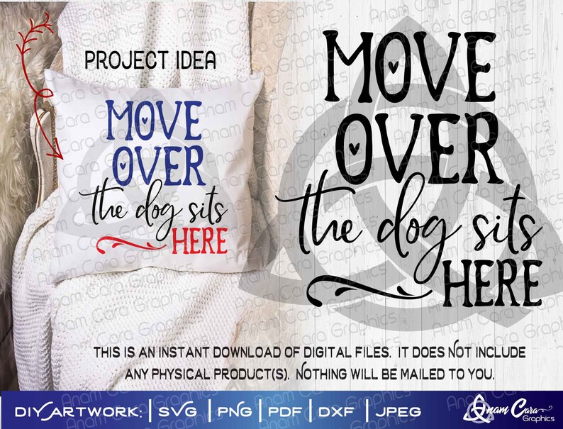 Move Over the Dog Sits Here SVG Cut or Print DIY Art Funny - Etsy