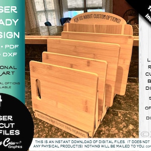 Afficheur de planche à découper prêt à graver au laser avec surmatelas en option | Planches à découper Glowforge, étape d'exposition pour foires artisanales, gravure au laser