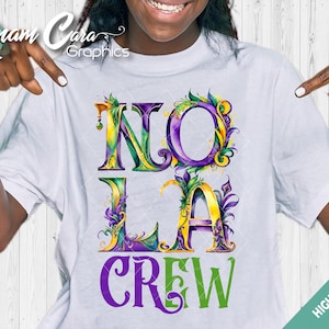 NOLA Crew - Sublimation impression DTF Art DIY New Orleans Party Crew Tribe Squad, Bourbon Street, 30e 40e 50e Décoration colorée