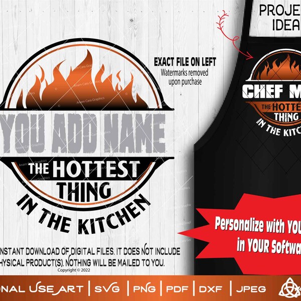 The Hottest Thing in the Kitchen Fire Circle Open Split | Cut Or Print DIYArt | Chef Gender Neutral BBQ Master Grill Mom Dad Father's Day