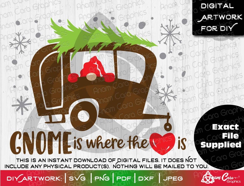 Download Gnome is where the Heart Is SVG Cut or Print DIYArt Hand ...