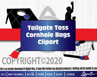 Bundle Corn Hole Borse Board Clipart / SVG Taglia o stampa Arte fai da te CornHole Bean Borse Tavole Toss Bar Pub League Boss del portellone posteriore Toss Crew