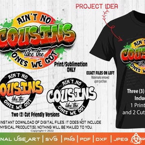 Ain't No Cousins Like the Ones We Got Circle - 3 ontwerpen inbegrepen | Print of knip DIYArt Family Reunion Tree jaren 90 rap hiphop leuk Old School