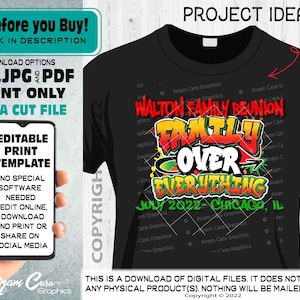 Family Over Everything EDITABLE Print Design | Family Reunion Template matching shirts invite flyer Black History Power Hip Tree Old School