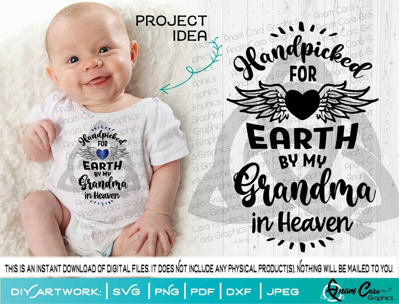 Download Handpicked for Earth by my Grandma In Heaven SVG Cut or | Etsy