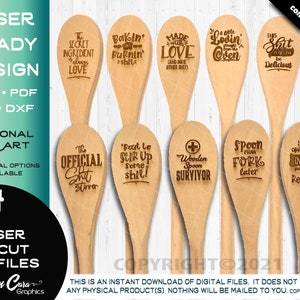 Lustige Zitate Löffel/Spachtel Laser bereit geschnitten Datei - Bündel 10 Designs | Lustige sarkastische Erwachsenen Sh*t lecker Backen Lovin Glowforge Muse