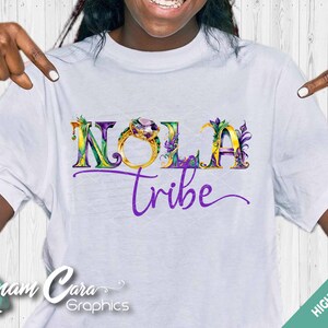 NOLA トライブ - DTF プリント昇華 DIY アート ニューオーリンズ ブライド クルー トライブ スクワッド、バーボン ストリート、カラフル