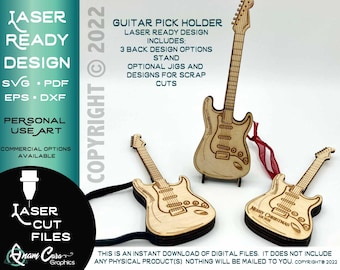 Electric Guitar Pick Holder that Opens Laser Ready Design | SVG PDF Personalize Glowforge Musician Gift Pick Case Pic Holder Guitar Player