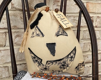 Primitive Jack O Lantern, Black and White Pumpkins, Fall Decor Primitives, Black and White Halloween Decor, Jacks, Halloween Gift for Couple