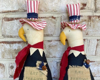 Primitive Eagle Doll, Patriotic Tiered Tray Decor, July 4th Decorations, Bald Eagle Decor, Birthday Gift for Dad, Veteran Gift Idea
