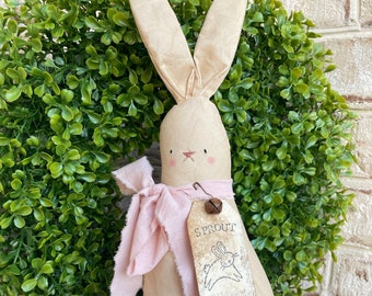 Farmhouse Fabric Bunnies, Large Primitive Bunny, Bunny, Farmhouse Easter Decor, Easter Bunnies For Shelf, Rabbit, Mothers Day Gifts for Mom